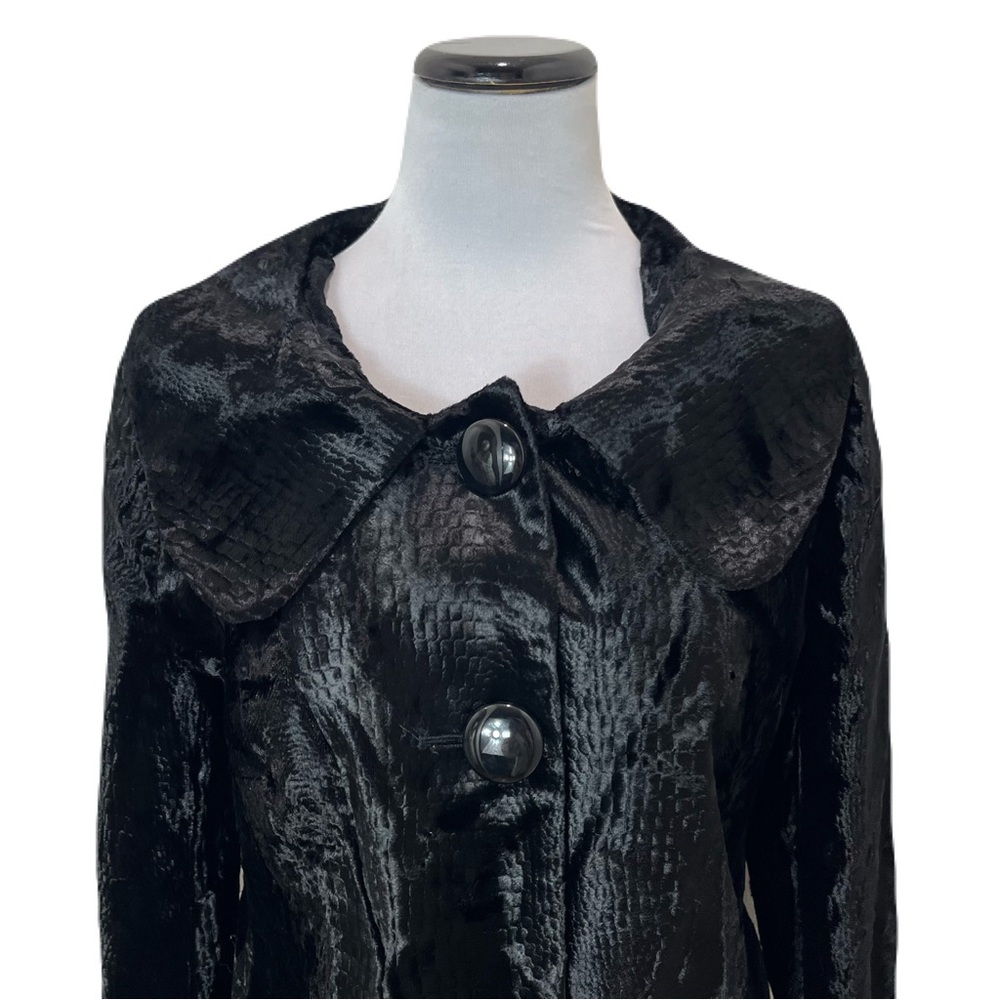 Vintage Charles Gray London Black Velvet Snake Embossed Women's Jacket SZ L - Picture 2 of 13